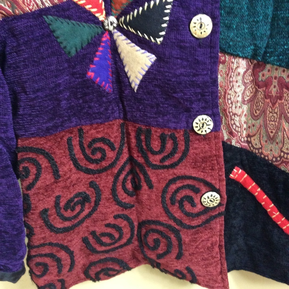 Indigo Moon Purple Embroidered Patchwork Chenille… - image 4